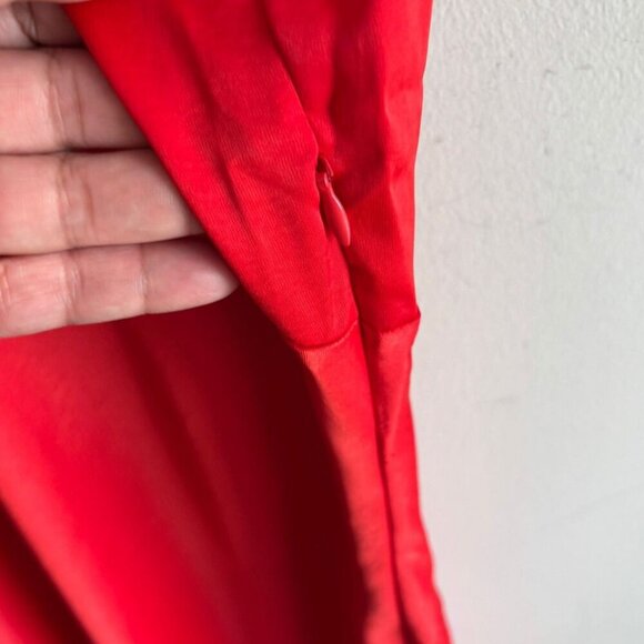 Zara Womens Bloggers Favorite Classic V-neckline Satin Dress Red Size XL - Picture 12 of 14